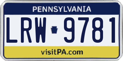 PA license plate LRW9781