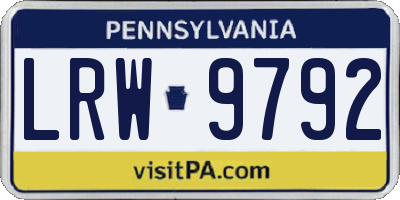 PA license plate LRW9792