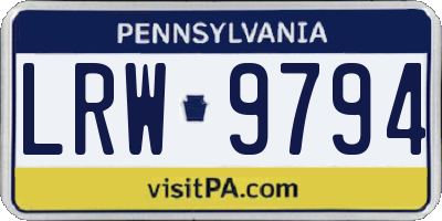 PA license plate LRW9794