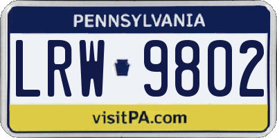 PA license plate LRW9802