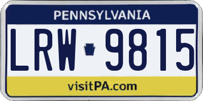 PA license plate LRW9815