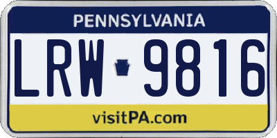 PA license plate LRW9816