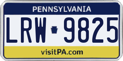 PA license plate LRW9825