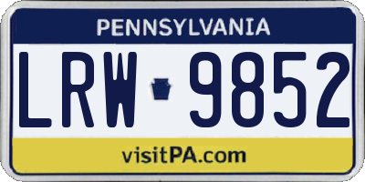 PA license plate LRW9852