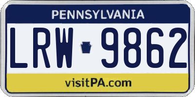 PA license plate LRW9862
