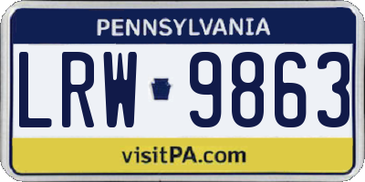 PA license plate LRW9863