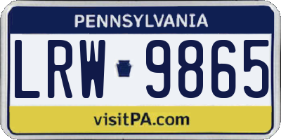 PA license plate LRW9865