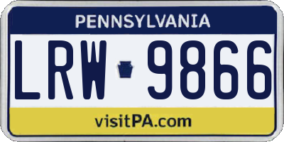 PA license plate LRW9866