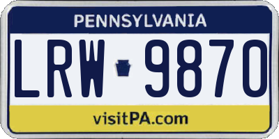 PA license plate LRW9870
