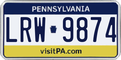 PA license plate LRW9874
