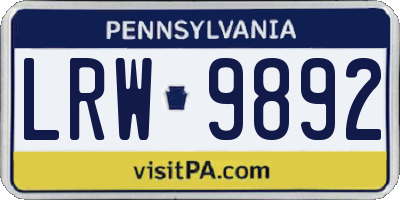 PA license plate LRW9892
