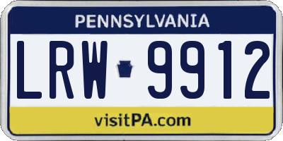 PA license plate LRW9912