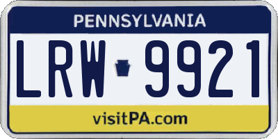 PA license plate LRW9921