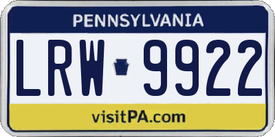 PA license plate LRW9922