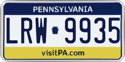 PA license plate LRW9935