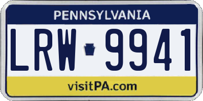PA license plate LRW9941
