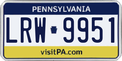 PA license plate LRW9951