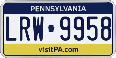 PA license plate LRW9958