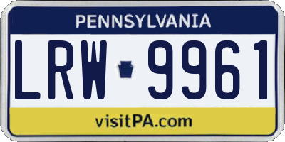 PA license plate LRW9961