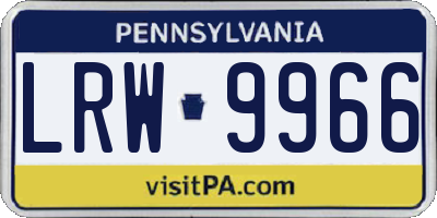 PA license plate LRW9966