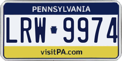 PA license plate LRW9974