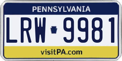 PA license plate LRW9981