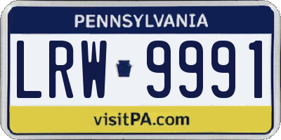 PA license plate LRW9991