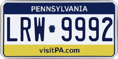 PA license plate LRW9992