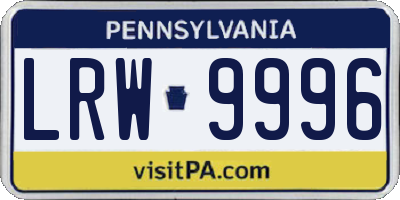 PA license plate LRW9996