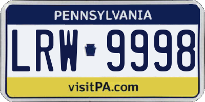 PA license plate LRW9998