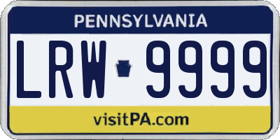 PA license plate LRW9999