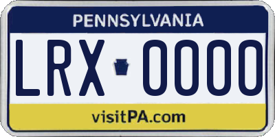 PA license plate LRX0000