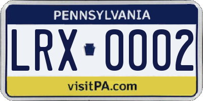 PA license plate LRX0002