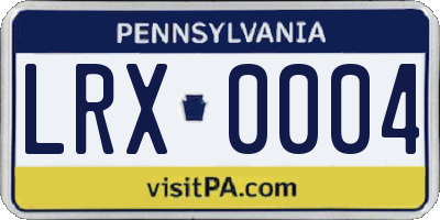 PA license plate LRX0004