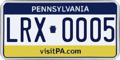 PA license plate LRX0005