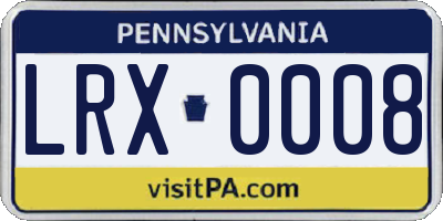 PA license plate LRX0008