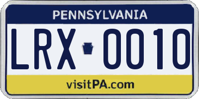 PA license plate LRX0010