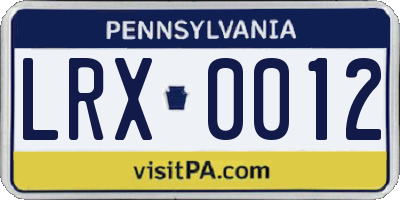 PA license plate LRX0012