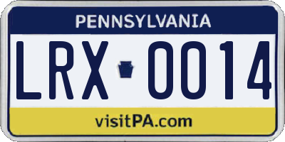 PA license plate LRX0014