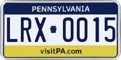 PA license plate LRX0015