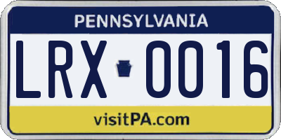 PA license plate LRX0016