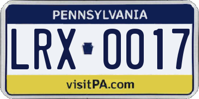 PA license plate LRX0017