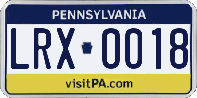 PA license plate LRX0018