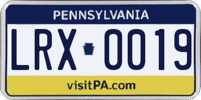 PA license plate LRX0019