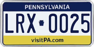 PA license plate LRX0025