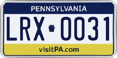 PA license plate LRX0031