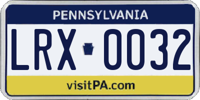 PA license plate LRX0032