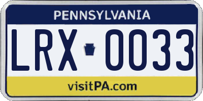 PA license plate LRX0033