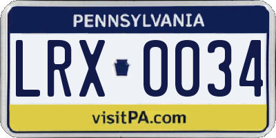 PA license plate LRX0034
