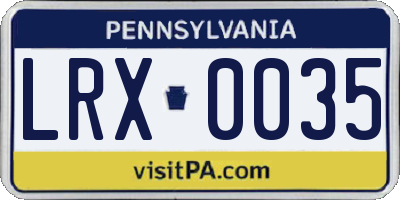 PA license plate LRX0035